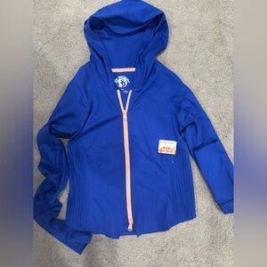 NEW FP Movement Blue Hooded zip up Jacket Orange Zipper size medium